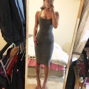 Grey bodycon midi dress